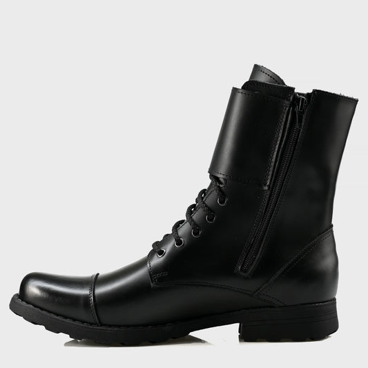 Handgefertigte Schwarze Herren-Combat-Boots aus Leder – Vanguard | KarolShoes