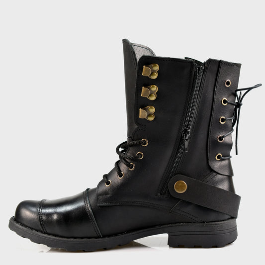 Schwarze Herren-Motorradstiefel aus Leder – Sonny | KarolShoes
