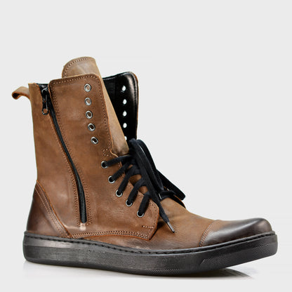 Handmade Brown Leather Men’s Combat Boots – Liam | KarolShoes