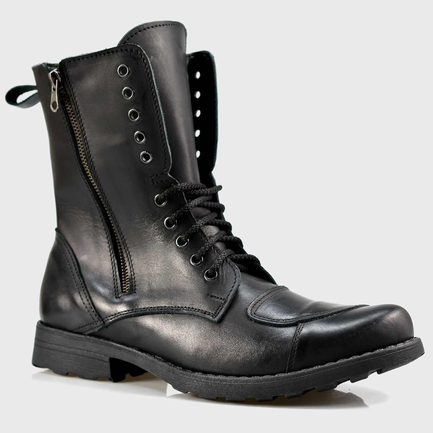 Schwarze Herren-Motorradstiefel aus Leder – Hunter | KarolShoes