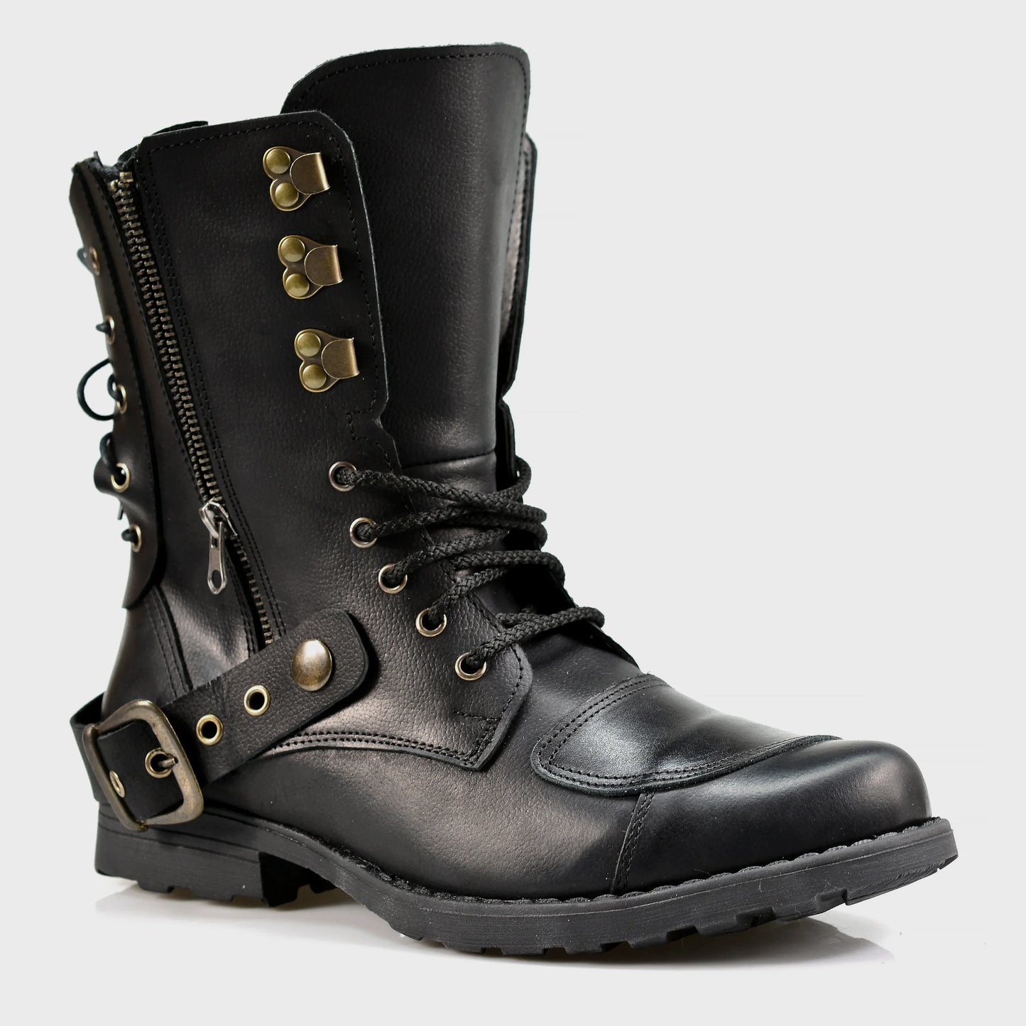 Black Leather Men’s Motorcycle Boots – Sonny | KarolShoes