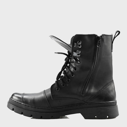 Black Leather Men’s Motorcycle Boots – Gregory | KarolShoes