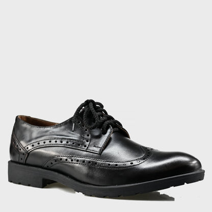 Black Leather Men’s Brogues – Hand-Stitched – Oxford Ridge | KarolShoes