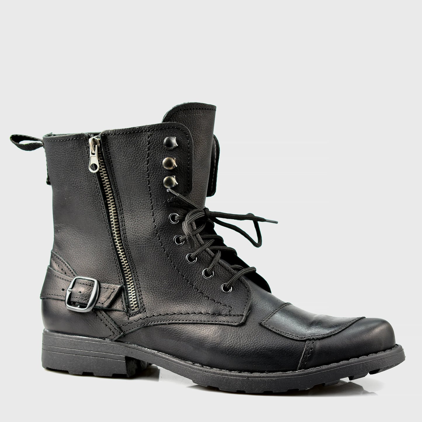 Black Leather Men’s Motorcycle Boots – Blake | KarolShoes