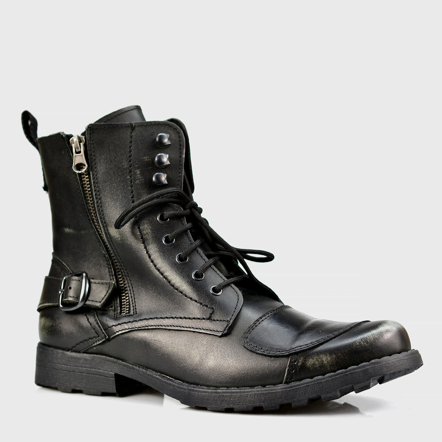 Schwarze Herren-Motorradstiefel aus Leder – Jimy | KarolShoes