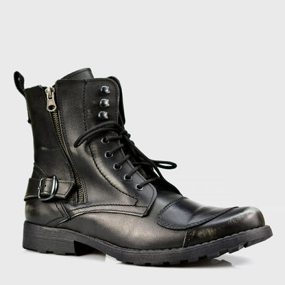 Schwarze Herren-Motorradstiefel aus Leder – Jimy | KarolShoes