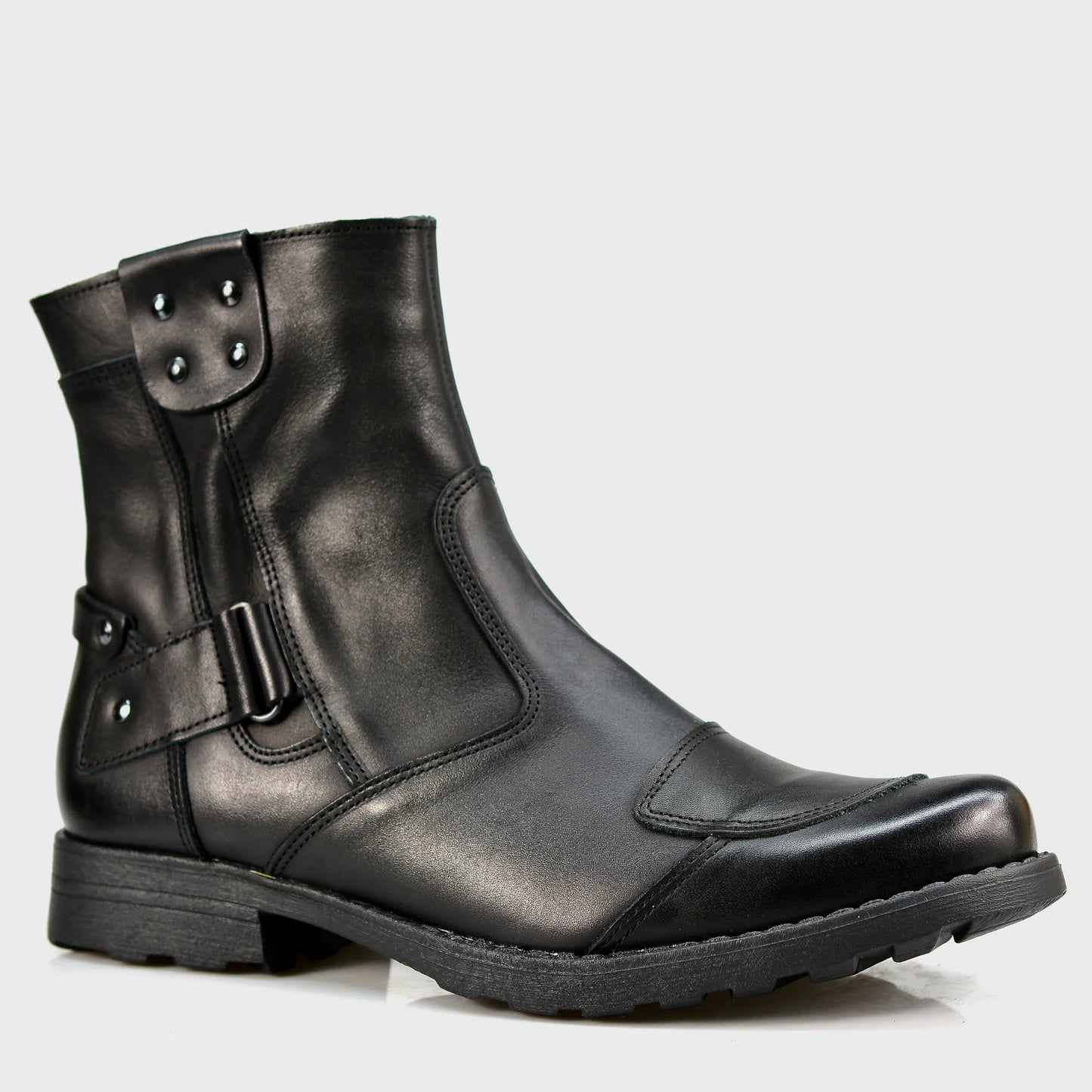Schwarze Herren-Motorradstiefel aus Leder – Bruce | KarolShoes