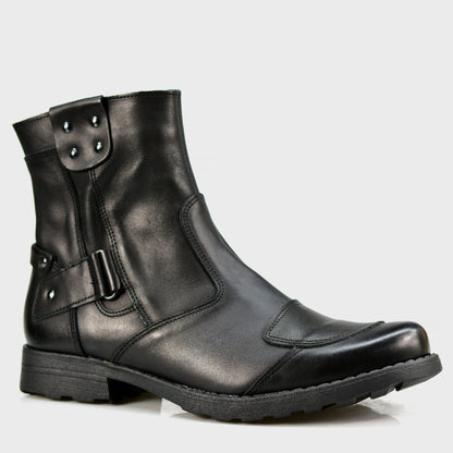 Schwarze Herren-Motorradstiefel aus Leder – Bruce | KarolShoes
