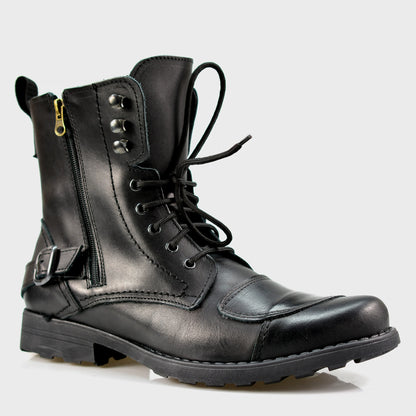 Schwarze Herren-Motorradstiefel aus Leder – Ryan | KarolShoes