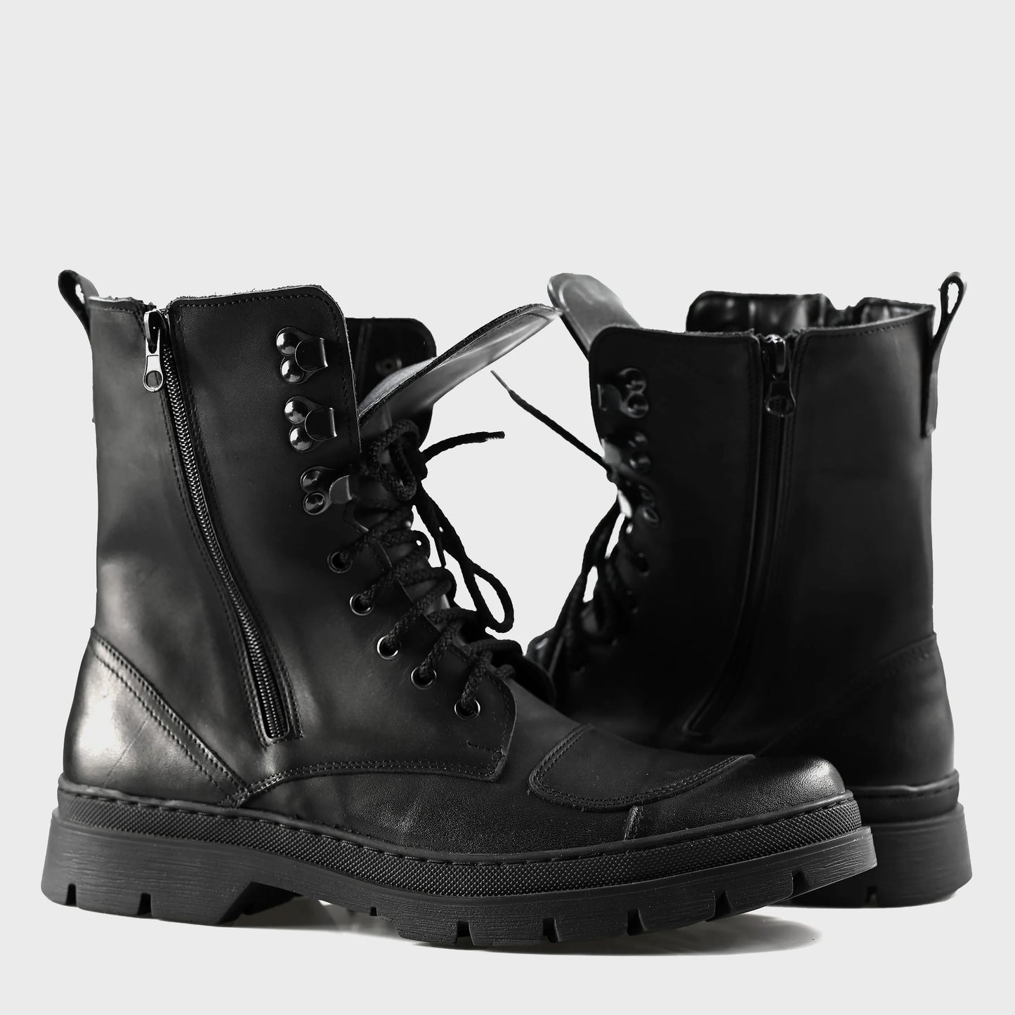 Black Leather Men’s Motorcycle Boots – Gregory | KarolShoes