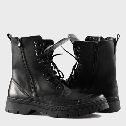 Black Leather Men’s Motorcycle Boots – Gregory | KarolShoes