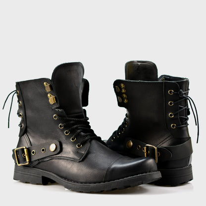 Handmade Black Leather Men’s Combat Boots – Fabian | KarolShoes