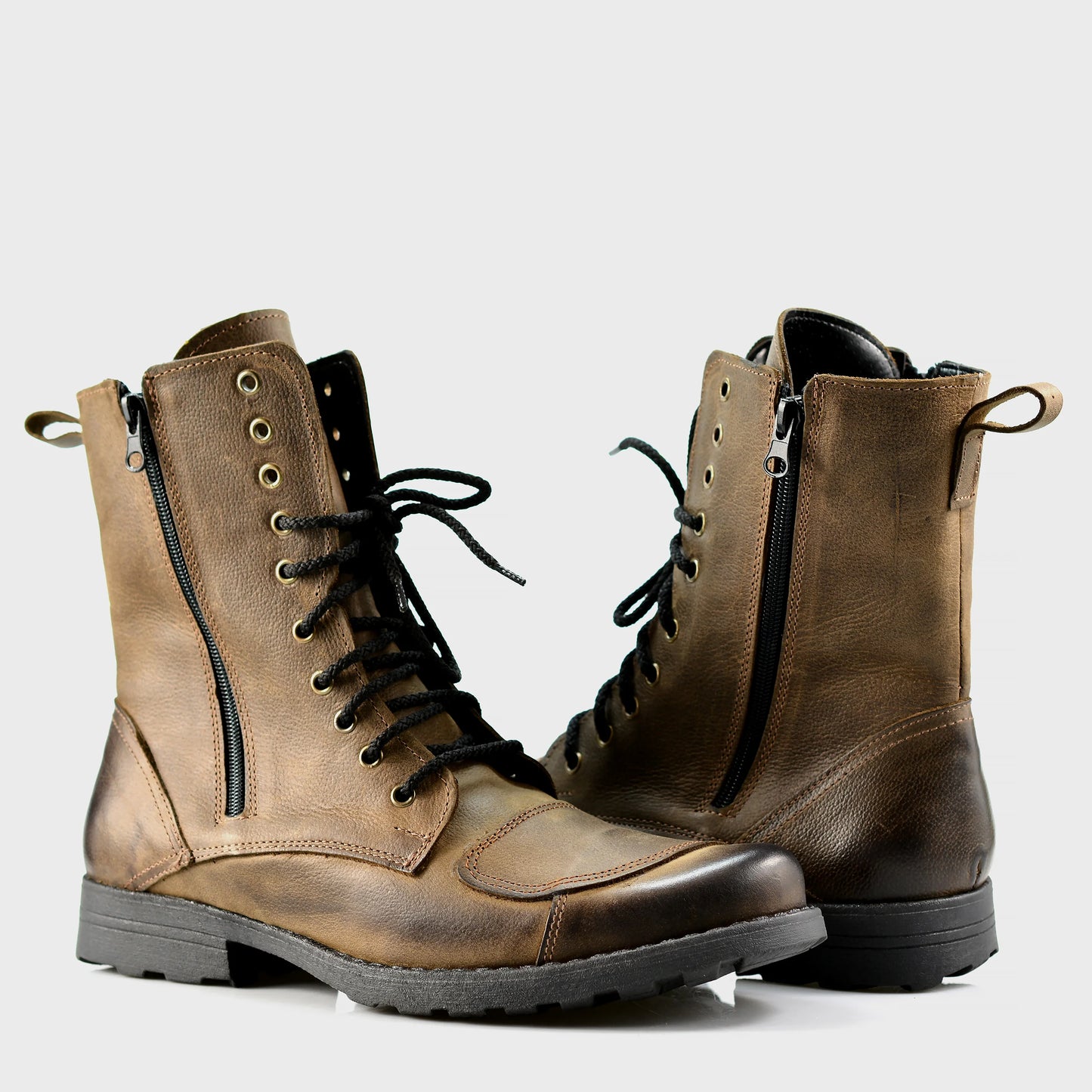 Braune Herren-Motorradstiefel aus Leder – Hunter | KarolShoes