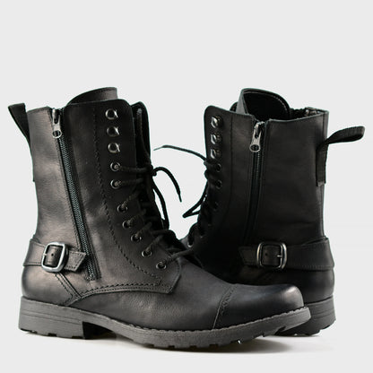 Handmade Black Leather Men’s Combat Boots – Noah | KarolShoes