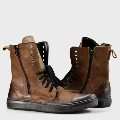 Handmade Brown Leather Men’s Combat Boots – Liam | KarolShoes