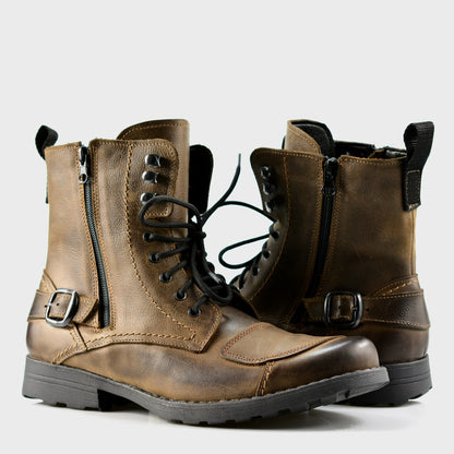 Braune Herren-Motorradstiefel aus Leder – Blake | KarolShoes