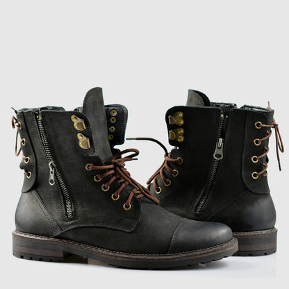 Pánské boty Marc – ručně šité černé kožené šněrovací boty | KarolShoes