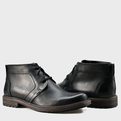 Pánské kožené chukka boty Hawk – černé, ručně šité, odolné a pohodlné | KarolShoes