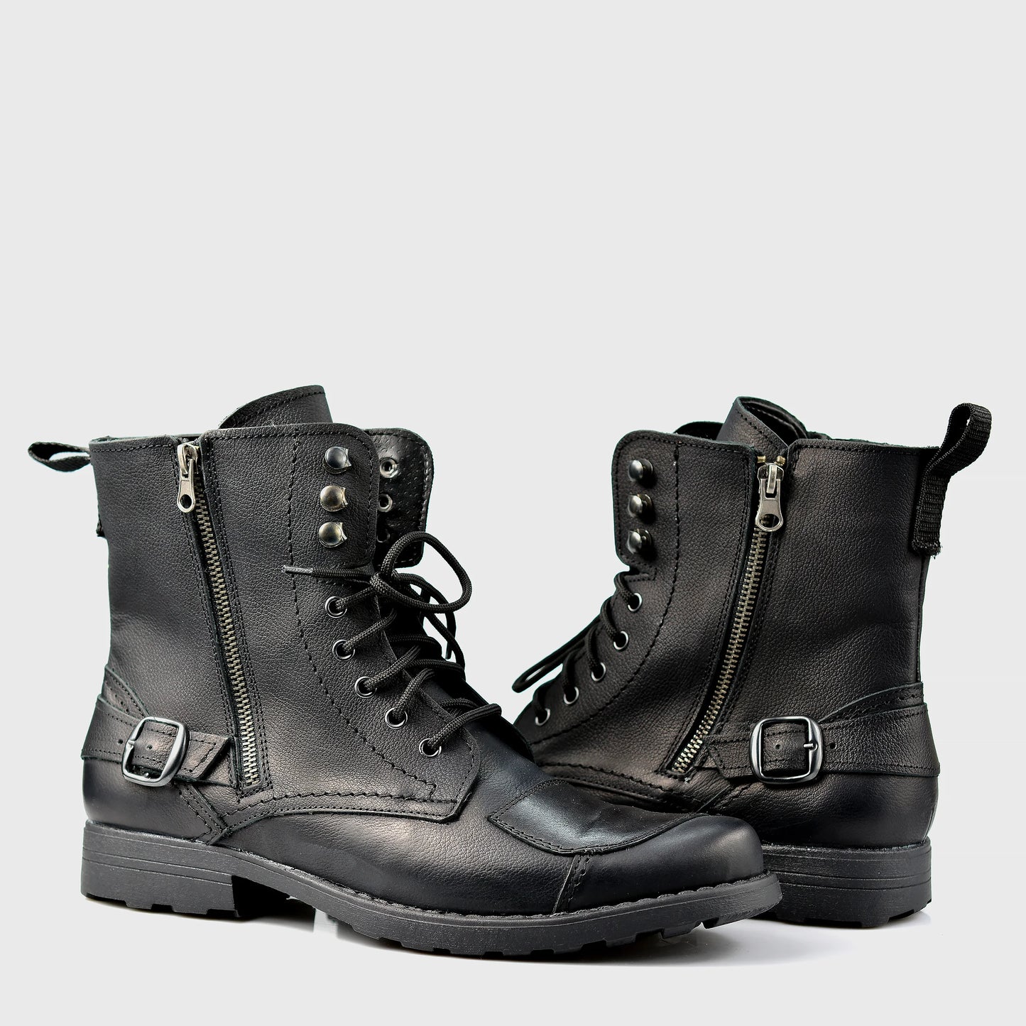 Black Leather Men’s Motorcycle Boots – Blake | KarolShoes