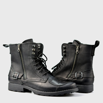 Black Leather Men’s Motorcycle Boots – Blake | KarolShoes