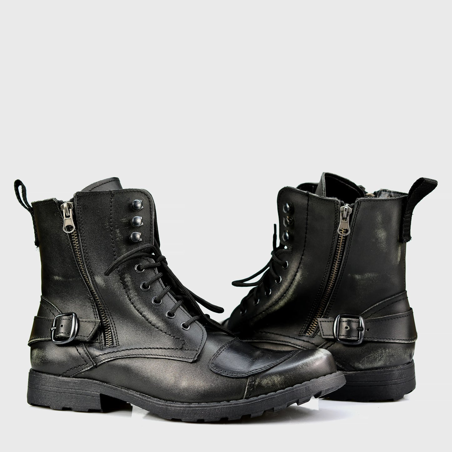 Schwarze Herren-Motorradstiefel aus Leder – Jimy | KarolShoes