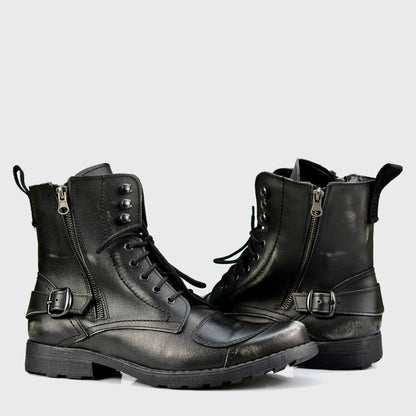 Schwarze Herren-Motorradstiefel aus Leder – Jimy | KarolShoes