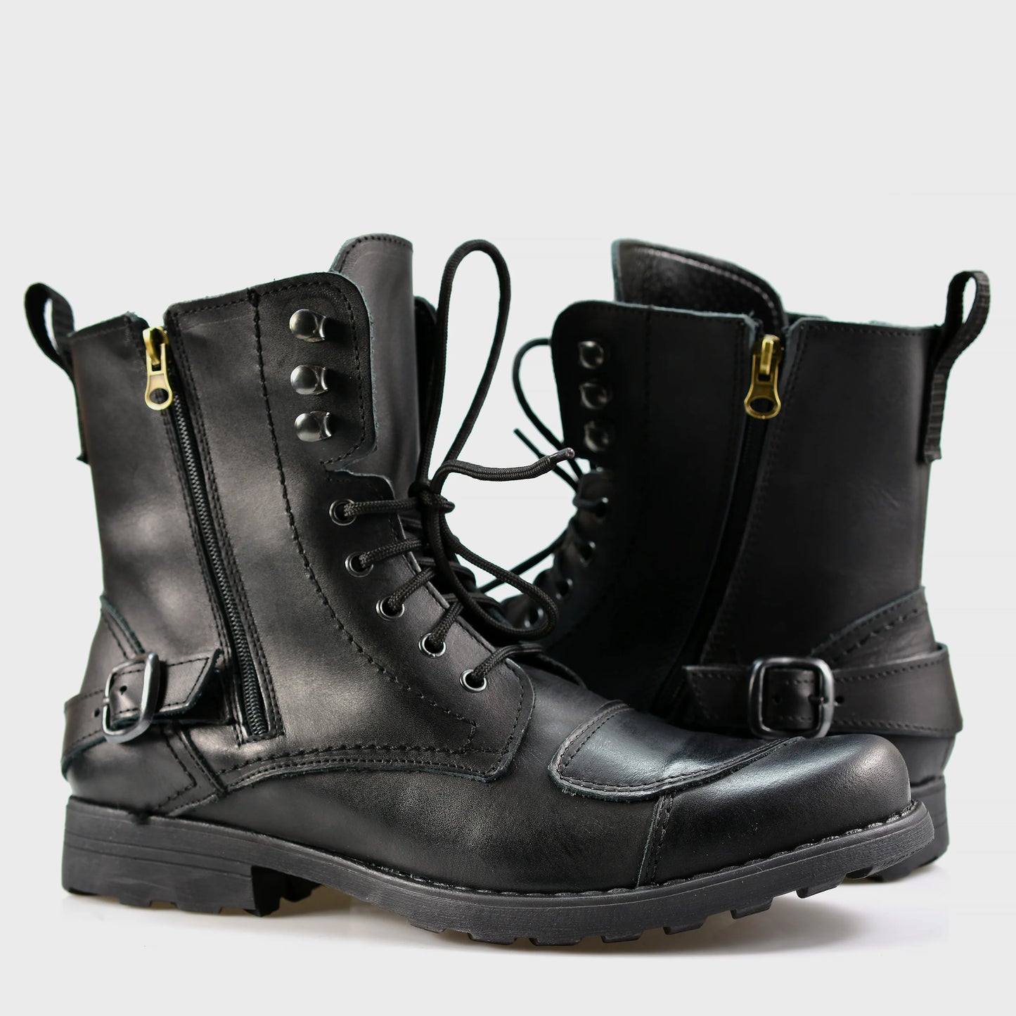 Schwarze Herren-Motorradstiefel aus Leder – Ryan | KarolShoes