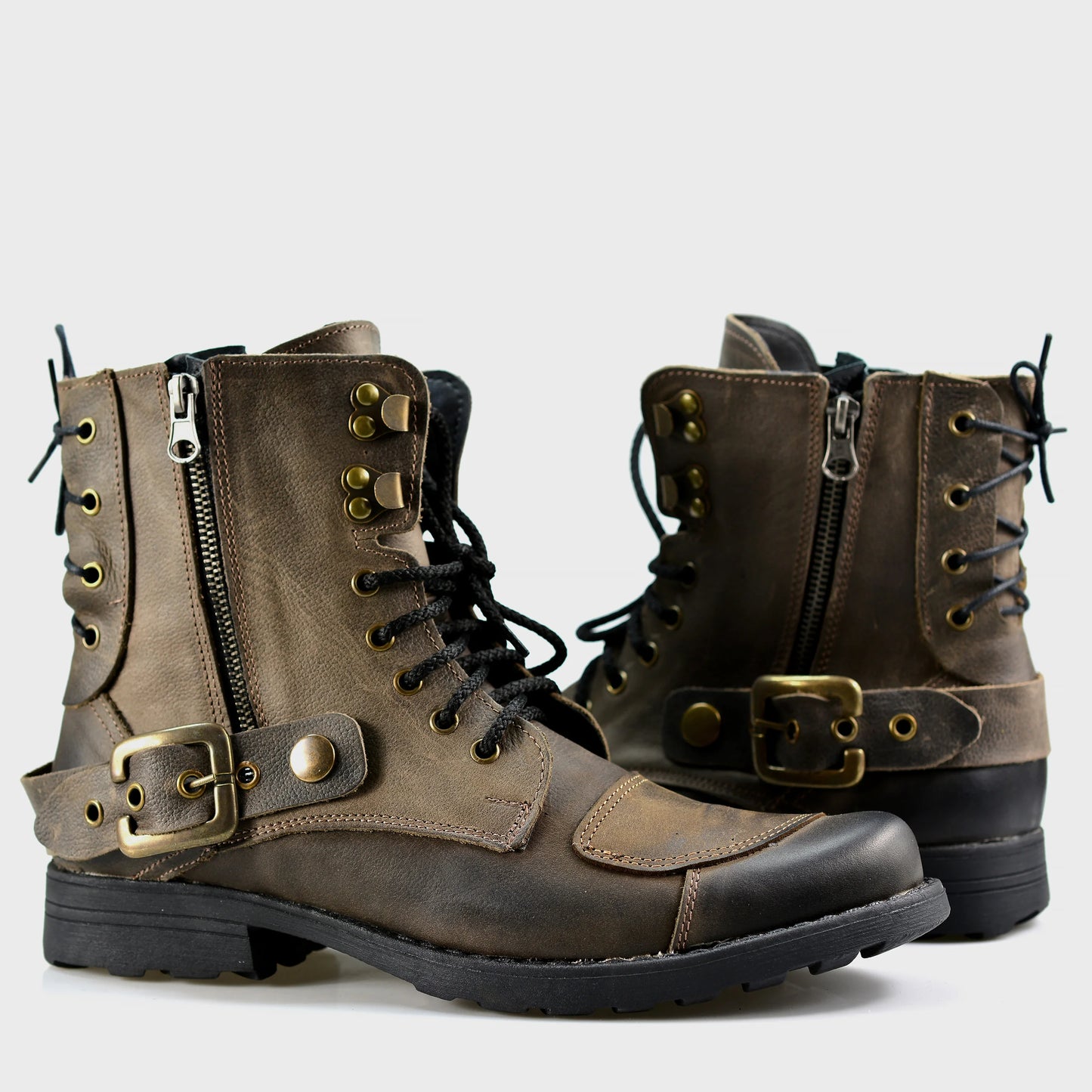 Motocyklové boty All Ride Chad – ručně šité hnědé boty z italské kůže | KarolShoes