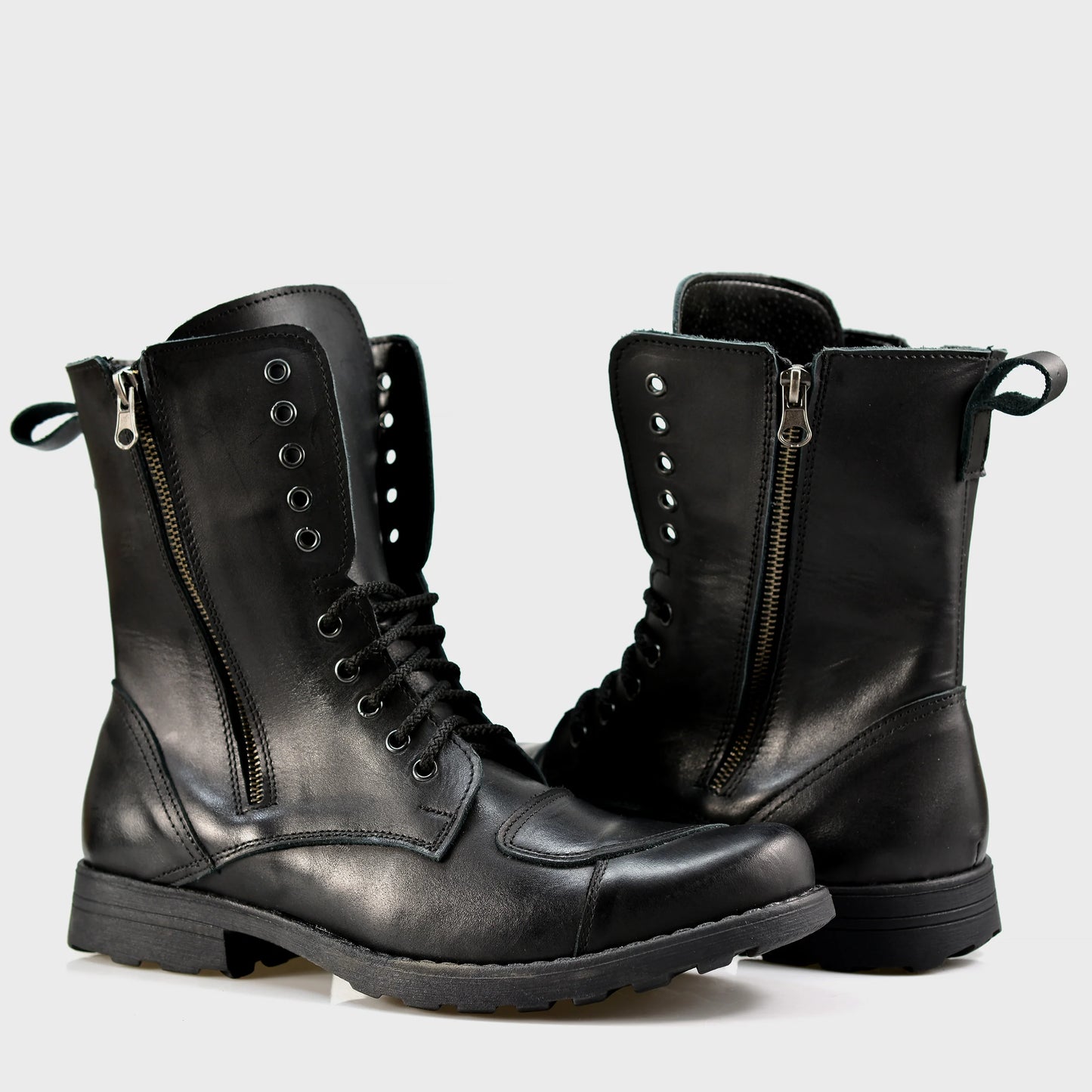 Schwarze Herren-Motorradstiefel aus Leder – Hunter | KarolShoes