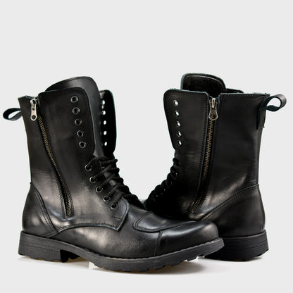 Schwarze Herren-Motorradstiefel aus Leder – Hunter | KarolShoes