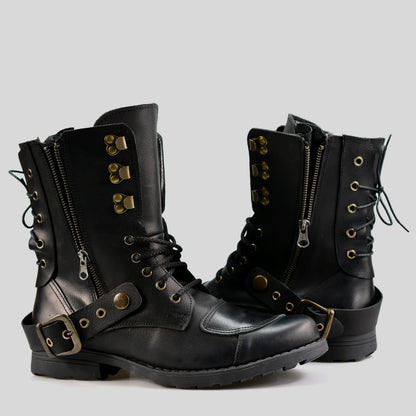 Black Leather Men’s Motorcycle Boots – Sonny | KarolShoes