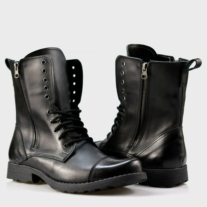 Handmade Black Leather Men’s Combat Boots – Landon | KarolShoes