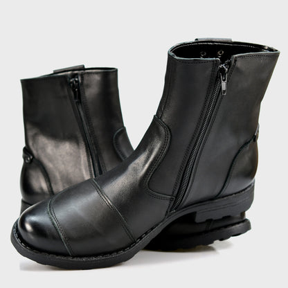 Schwarze Herren-Motorradstiefel aus Leder – Bruce | KarolShoes