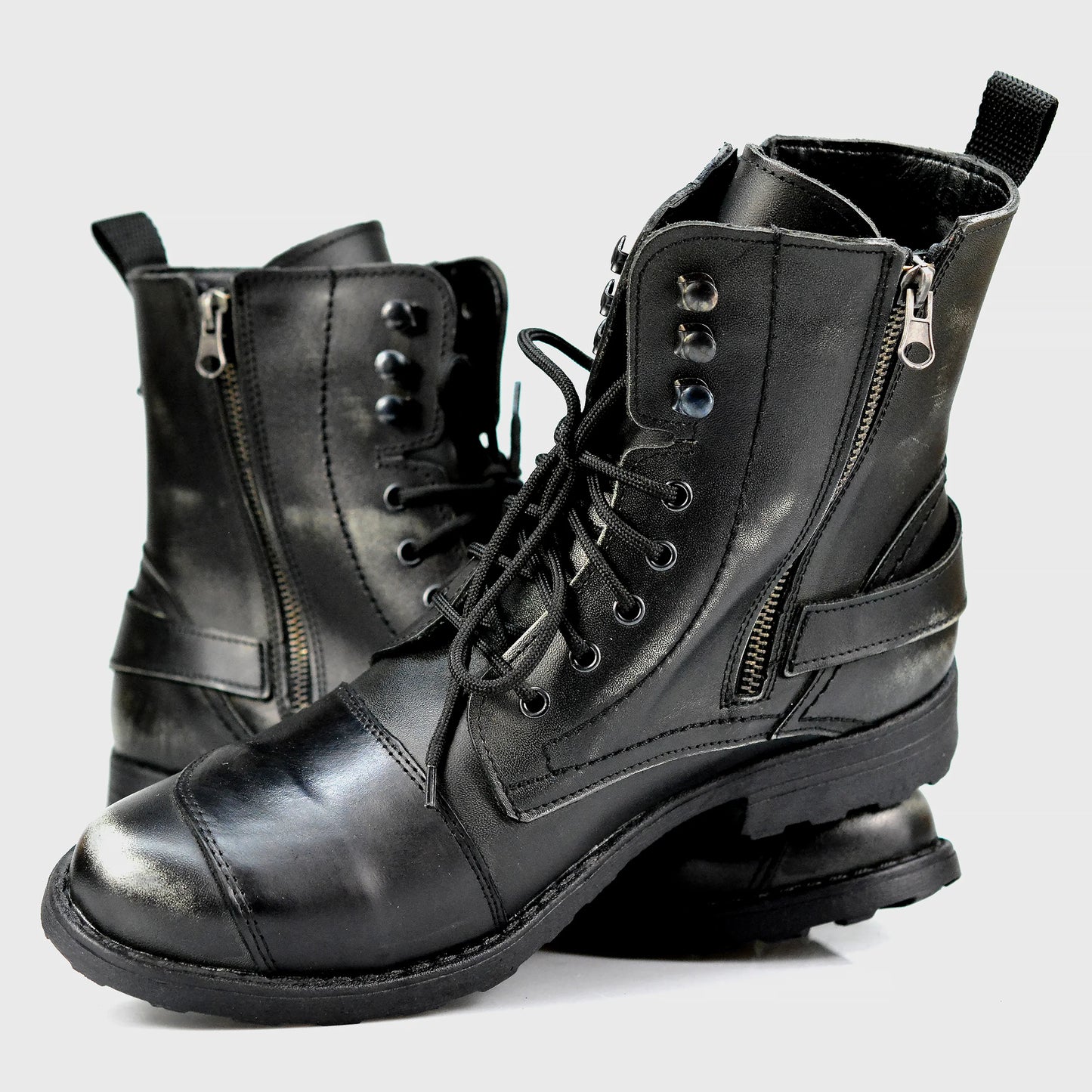 Schwarze Herren-Motorradstiefel aus Leder – Jimy | KarolShoes