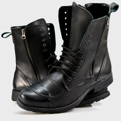 Schwarze Herren-Motorradstiefel aus Leder – Hunter | KarolShoes