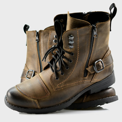 Braune Herren-Motorradstiefel aus Leder – Blake | KarolShoes