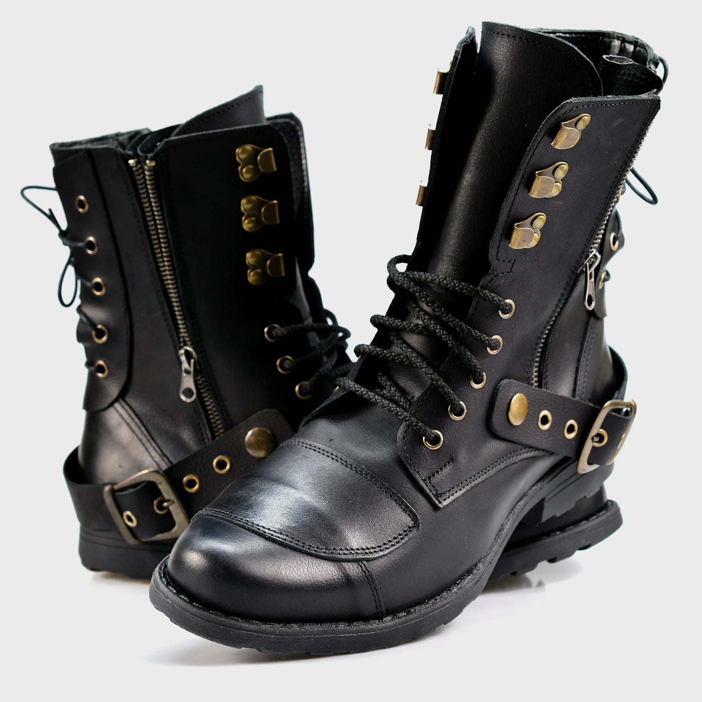 Black Leather Men’s Motorcycle Boots – Sonny | KarolShoes