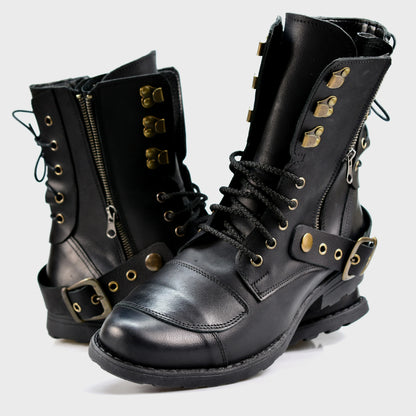 Black Leather Men’s Motorcycle Boots – Sonny | KarolShoes