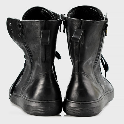 Handgefertigte Schwarze Herren-Combat-Boots aus Leder – Liam | KarolShoes