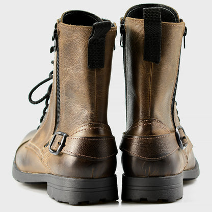 Handgefertigte Braune Herren-Combat-Boots aus Leder – Noah | KarolShoes