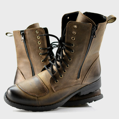 Braune Herren-Motorradstiefel aus Leder – Hunter | KarolShoes