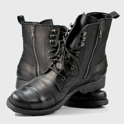 Black Leather Men’s Motorcycle Boots – Blake | KarolShoes