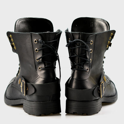 Handmade Black Leather Men’s Combat Boots – Fabian | KarolShoes