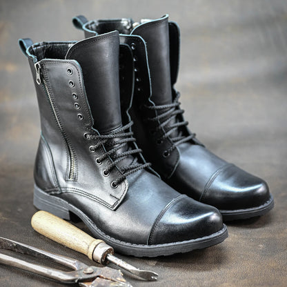 Handmade Black Leather Men’s Combat Boots – Landon | KarolShoes