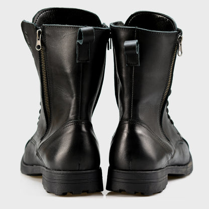 Schwarze Herren-Motorradstiefel aus Leder – Hunter | KarolShoes