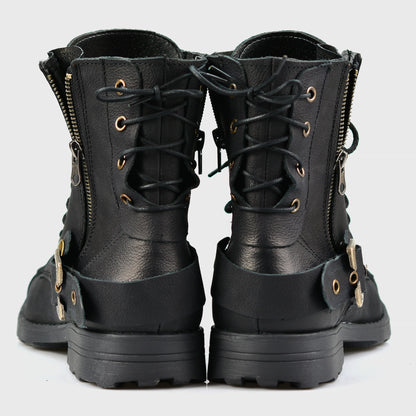 Motocyklové boty All Ride Chad – ručně šité černé boty z italské kůže | KarolShoes