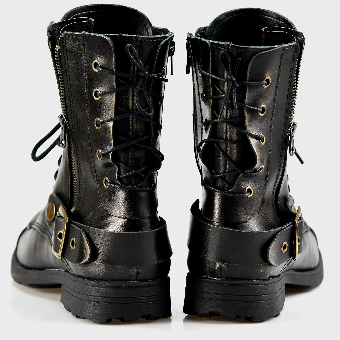 Black BS Leather Men’s Motorcycle Boots – Sonny | KarolShoes