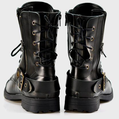 Black BS Leather Men’s Motorcycle Boots – Sonny | KarolShoes