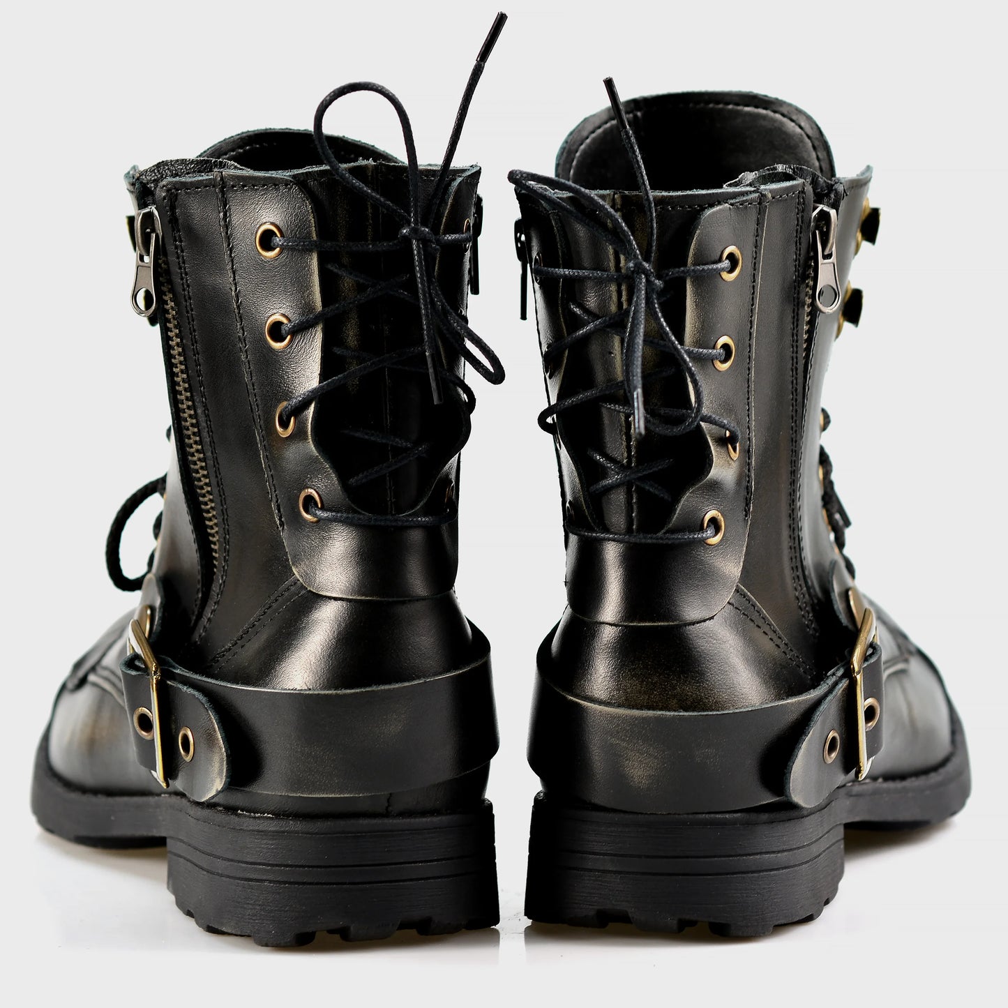 Black BS Leather Men’s Motorcycle Boots – Chad | KarolShoes