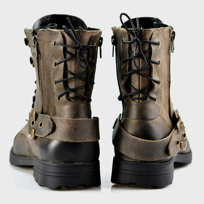 Motocyklové boty All Ride Chad – ručně šité hnědé boty z italské kůže | KarolShoes